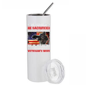 Veterans Gift He Is My Hero Proud Veteran's Wife Gift Stainless Steel Tumbler