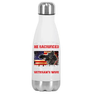 Veterans Gift He Is My Hero Proud Veteran's Wife Gift Stainless Steel Insulated Water Bottle