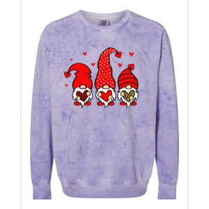 Valentine Gnomes Holding Heart Leopard Happy Valentine's Day Love Colorblast Crewneck Sweatshirt