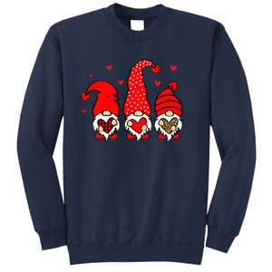 Valentine Gnomes Holding Heart Leopard Happy Valentine's Day Love Sweatshirt