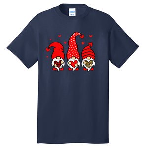 Valentine Gnomes Holding Heart Leopard Happy Valentine's Day Love Tall T-Shirt