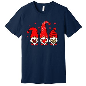 Valentine Gnomes Holding Heart Leopard Happy Valentine's Day Love Premium T-Shirt