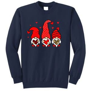 Valentine Gnomes Holding Heart Leopard Happy Valentine's Day Love Tall Sweatshirt