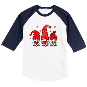 Valentine Gnomes Holding Heart Leopard Happy Valentine's Day Love Baseball Sleeve Shirt