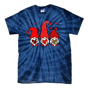 Valentine Gnomes Holding Heart Leopard Happy Valentine's Day Love Tie-Dye T-Shirt