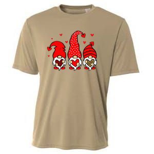 Valentine Gnomes Holding Heart Leopard Happy Valentine's Day Love Cooling Performance Crew T-Shirt