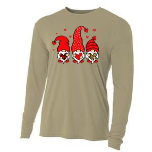 Valentine Gnomes Holding Heart Leopard Happy Valentine's Day Love Cooling Performance Long Sleeve Crew