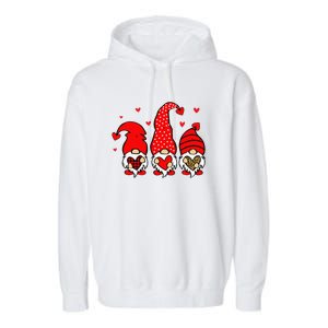 Valentine Gnomes Holding Heart Leopard Happy Valentine's Day Love Garment-Dyed Fleece Hoodie