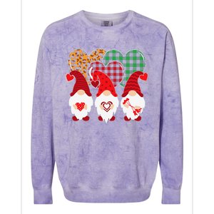 Valentine Gnomes Holding Heart Leopard Happy Valentine's Day Colorblast Crewneck Sweatshirt