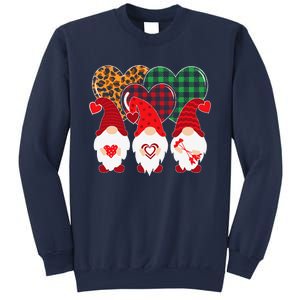 Valentine Gnomes Holding Heart Leopard Happy Valentine's Day Sweatshirt