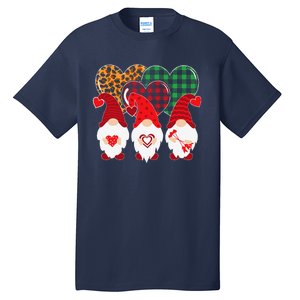 Valentine Gnomes Holding Heart Leopard Happy Valentine's Day Tall T-Shirt