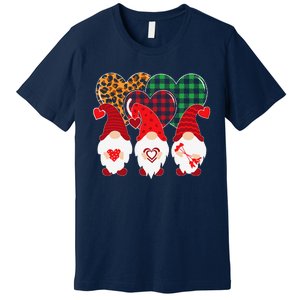 Valentine Gnomes Holding Heart Leopard Happy Valentine's Day Premium T-Shirt