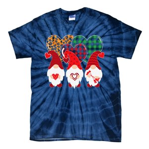 Valentine Gnomes Holding Heart Leopard Happy Valentine's Day Tie-Dye T-Shirt