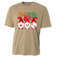 Valentine Gnomes Holding Heart Leopard Happy Valentine's Day Cooling Performance Crew T-Shirt