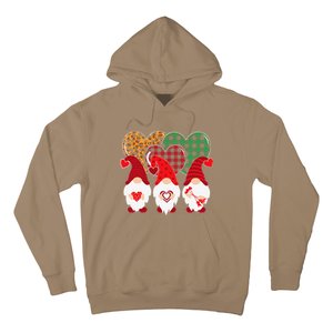 Valentine Gnomes Holding Heart Leopard Happy Valentine's Day Hoodie