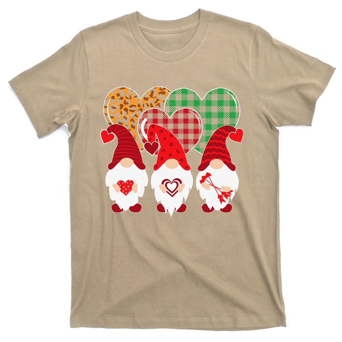 Valentine Gnomes Holding Heart Leopard Happy Valentine's Day T-Shirt