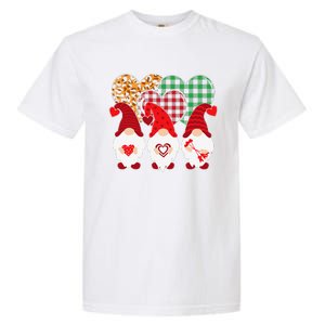 Valentine Gnomes Holding Heart Leopard Happy Valentine's Day Garment-Dyed Heavyweight T-Shirt