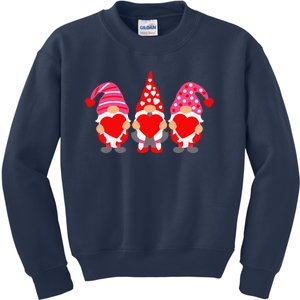 Valentine Gnomes Holding Hearts Valentine's Day Gnome Love Cute Kids Sweatshirt