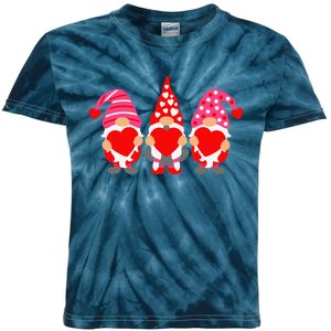 Valentine Gnomes Holding Hearts Valentine's Day Gnome Love Cute Kids Tie-Dye T-Shirt