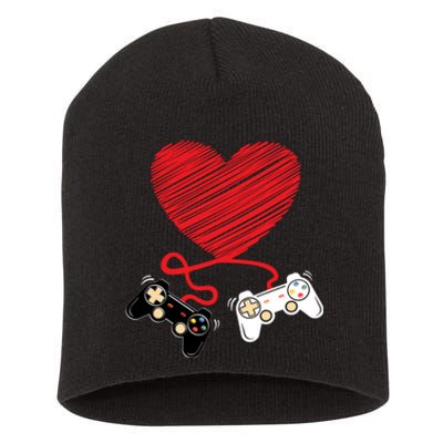 Video Gamer Heart Controllers Valentines Day Boy Girl Short Acrylic Beanie