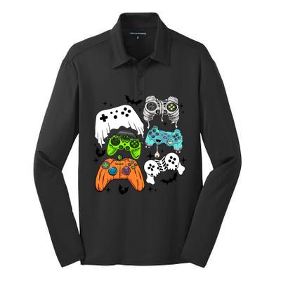 Video Game Halloween Skeleton Zombie Gaming Controllers Gift Silk Touch Performance Long Sleeve Polo