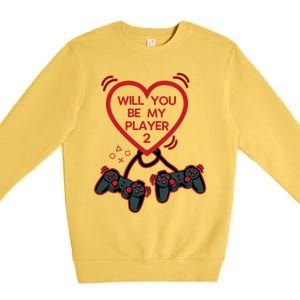 Video Gamer Heart Controller ValentineS Day Gift Premium Crewneck Sweatshirt