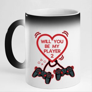 Video Gamer Heart Controller ValentineS Day Gift 11oz Black Color Changing Mug