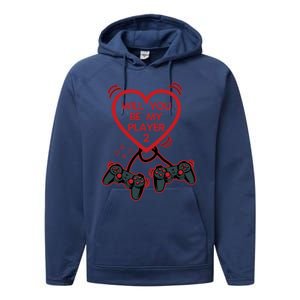 Video Gamer Heart Controller ValentineS Day Gift Performance Fleece Hoodie