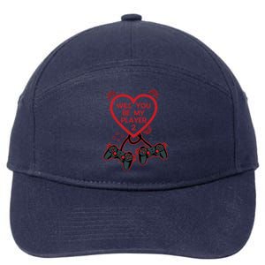 Video Gamer Heart Controller ValentineS Day Gift 7-Panel Snapback Hat