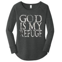 vintage God Is My Refuge Jesus Christian Bible Women's Perfect Tri Tunic Long Sleeve Shirt