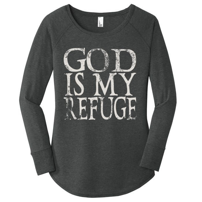 vintage God Is My Refuge Jesus Christian Bible Women's Perfect Tri Tunic Long Sleeve Shirt