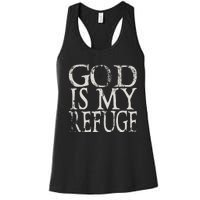 vintage God Is My Refuge Jesus Christian Bible Women's Racerback Tank