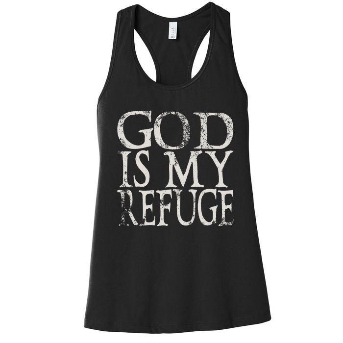 vintage God Is My Refuge Jesus Christian Bible Women's Racerback Tank