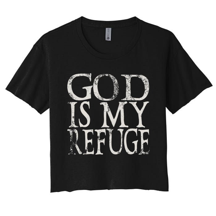 vintage God Is My Refuge Jesus Christian Bible Women's Crop Top Tee