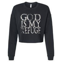 vintage God Is My Refuge Jesus Christian Bible Cropped Pullover Crew