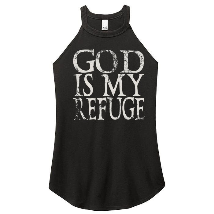 vintage God Is My Refuge Jesus Christian Bible Women's Perfect Tri Rocker Tank