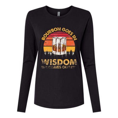 Vintage Goes In Wisdom Comes Out Bourbon Womens Cotton Relaxed Long Sleeve T-Shirt