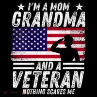  Veteran Grandma I'm a Mom Grandma and A Veteran Patriotic V-Neck Flexfit Unipanel Trucker Cap