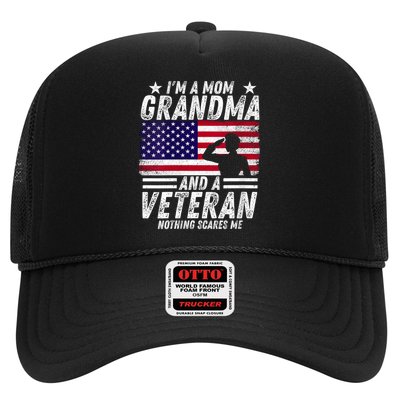  Veteran Grandma I'm a Mom Grandma and A Veteran Patriotic V-Neck Trucker Hat