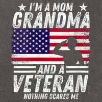  Veteran Grandma I'm a Mom Grandma and A Veteran Patriotic V-Neck Cotton Canvas Backpack