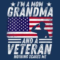  Veteran Grandma I'm a Mom Grandma and A Veteran Patriotic V-Neck 7 Panel Mesh Trucker Snapback Hat