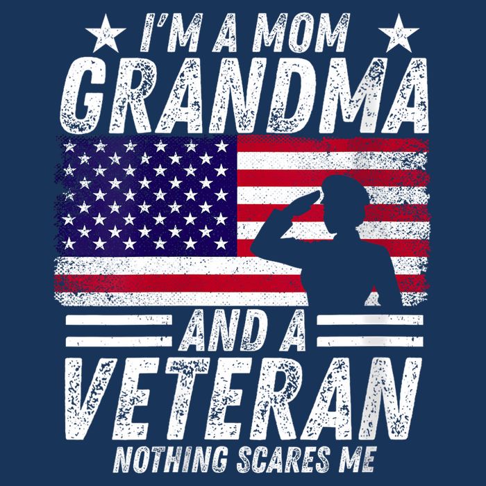  Veteran Grandma I'm a Mom Grandma and A Veteran Patriotic V-Neck 7 Panel Mesh Trucker Snapback Hat