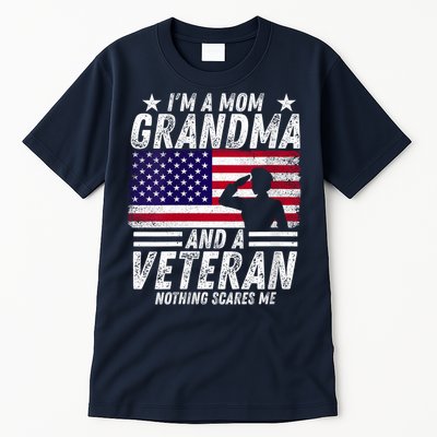  Veteran Grandma I'm a Mom Grandma and A Veteran Patriotic V-Neck Tall T-Shirt