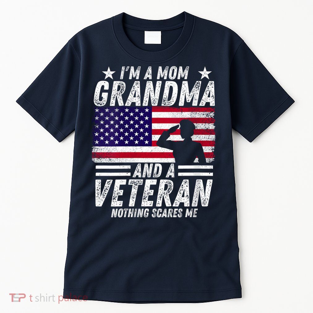  Veteran Grandma I'm a Mom Grandma and A Veteran Patriotic V-Neck Tall T-Shirt