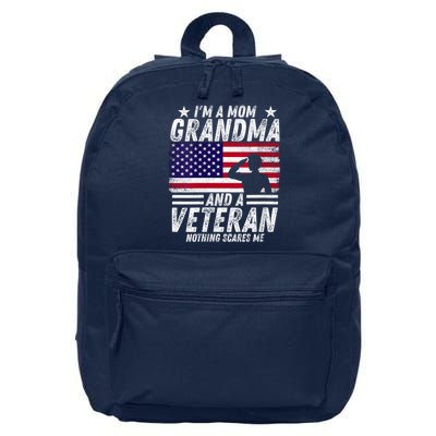  Veteran Grandma I'm a Mom Grandma and A Veteran Patriotic V-Neck 16 in Basic Backpack