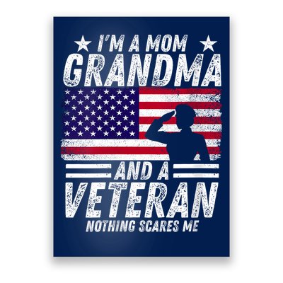  Veteran Grandma I'm a Mom Grandma and A Veteran Patriotic V-Neck Poster