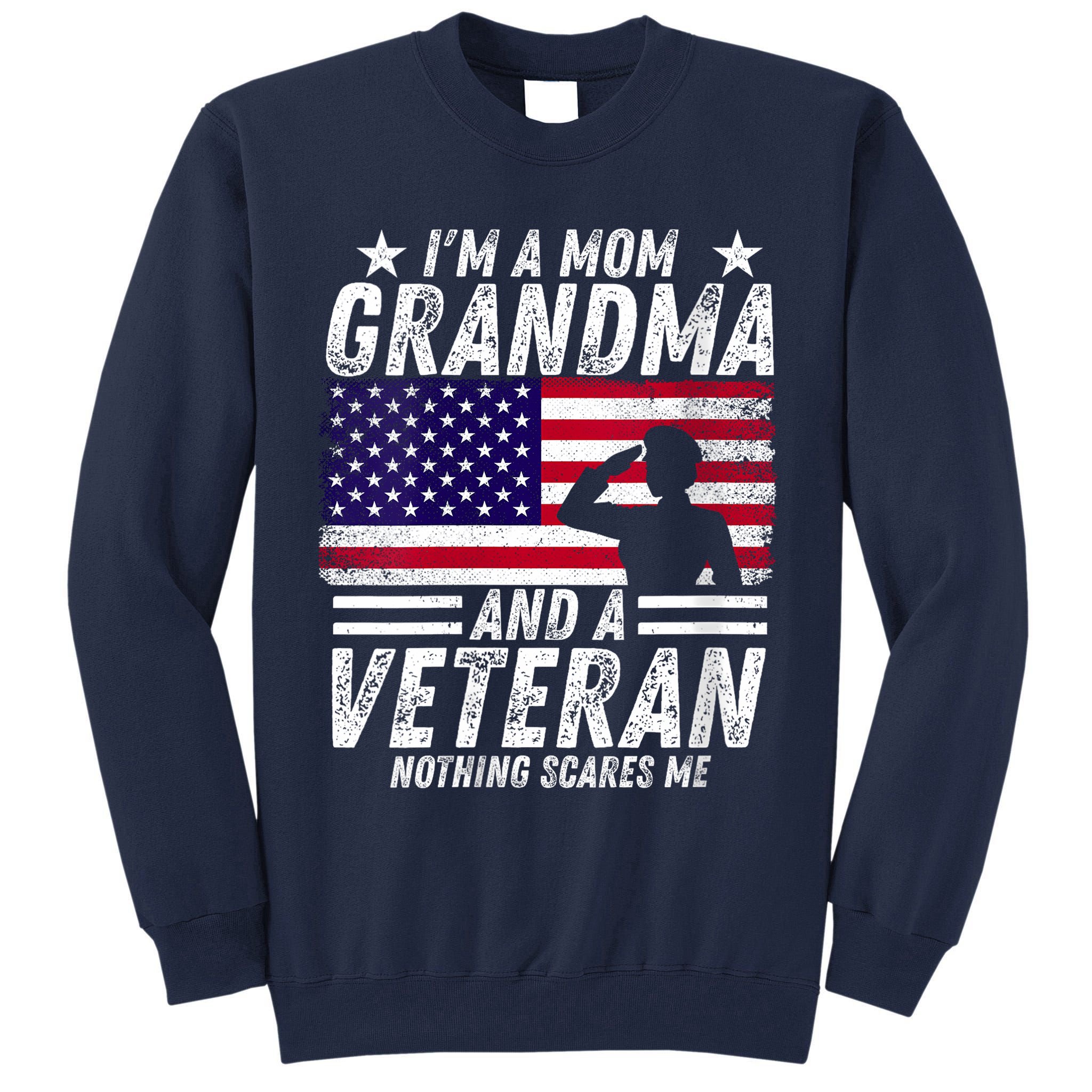  Veteran Grandma I'm a Mom Grandma and A Veteran Patriotic V-Neck Tall Sweatshirt