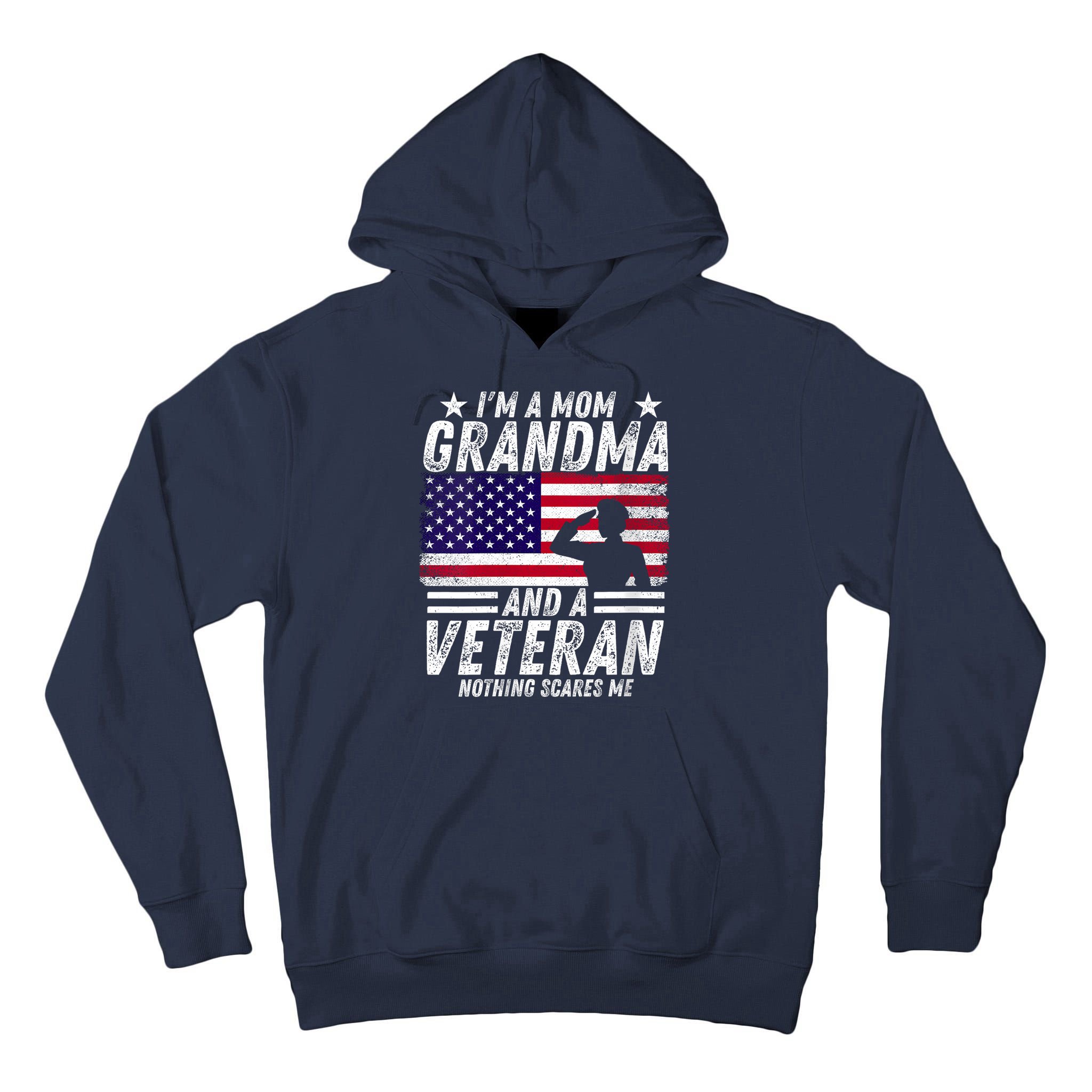  Veteran Grandma I'm a Mom Grandma and A Veteran Patriotic V-Neck Tall Hoodie