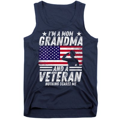  Veteran Grandma I'm a Mom Grandma and A Veteran Patriotic V-Neck Tank Top