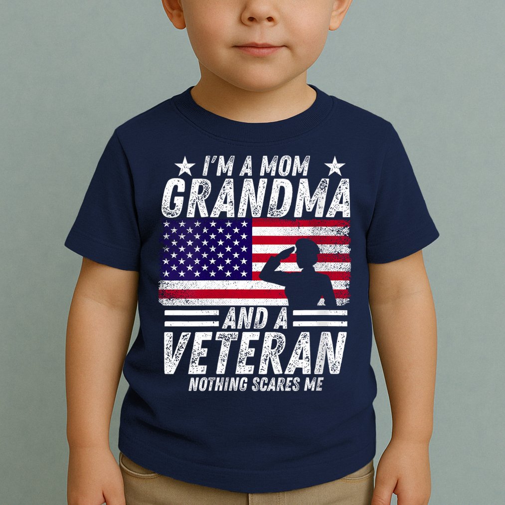  Veteran Grandma I'm a Mom Grandma and A Veteran Patriotic V-Neck Toddler T-Shirt